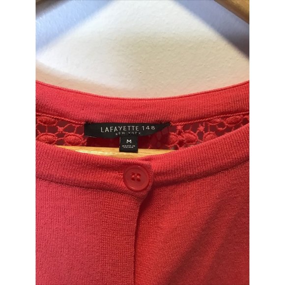 Lafayette 148 Button Front Cardigan W/ Mesh Opened Back Size Medium - Picture 3 of 3